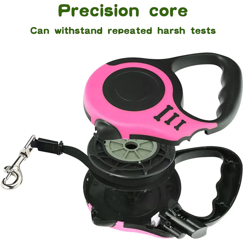 Coleira Guia Retrátil 3/5 Metros Pet para Cães e Gatos Resistente com Trava até 11kg