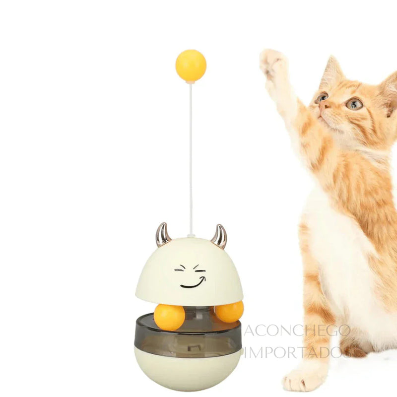 Comedouro Interativo para Gatos Giratório Divertido - Petisco Ração