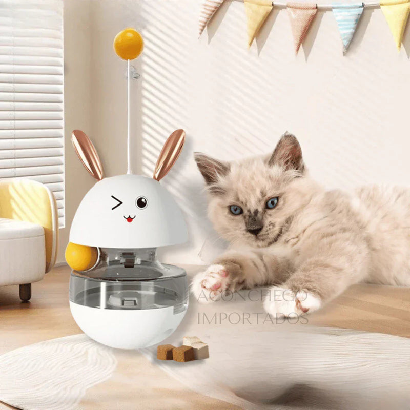 Comedouro Interativo para Gatos Giratório Divertido - Petisco Ração